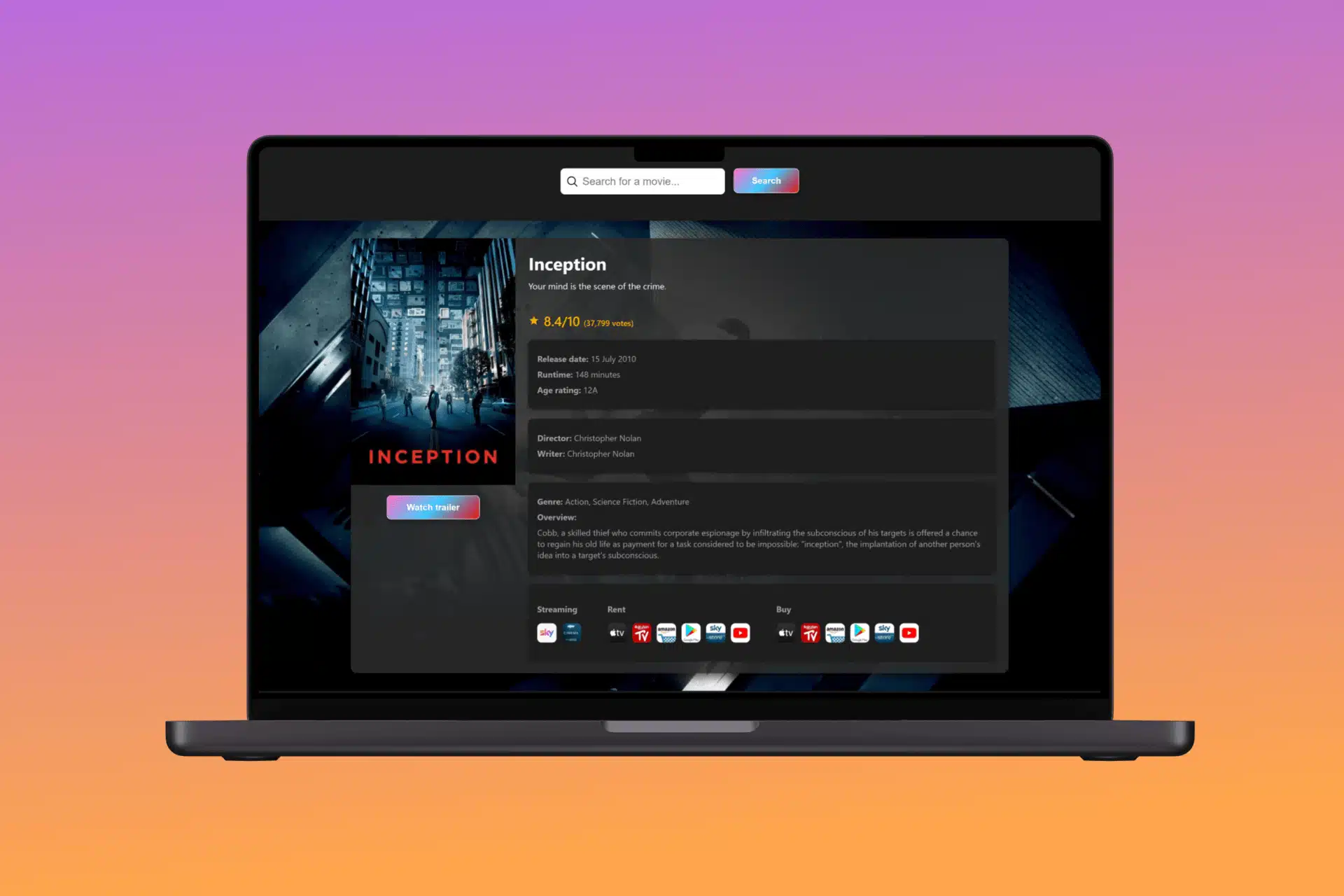Macbook render showing BoxOffice Hub website